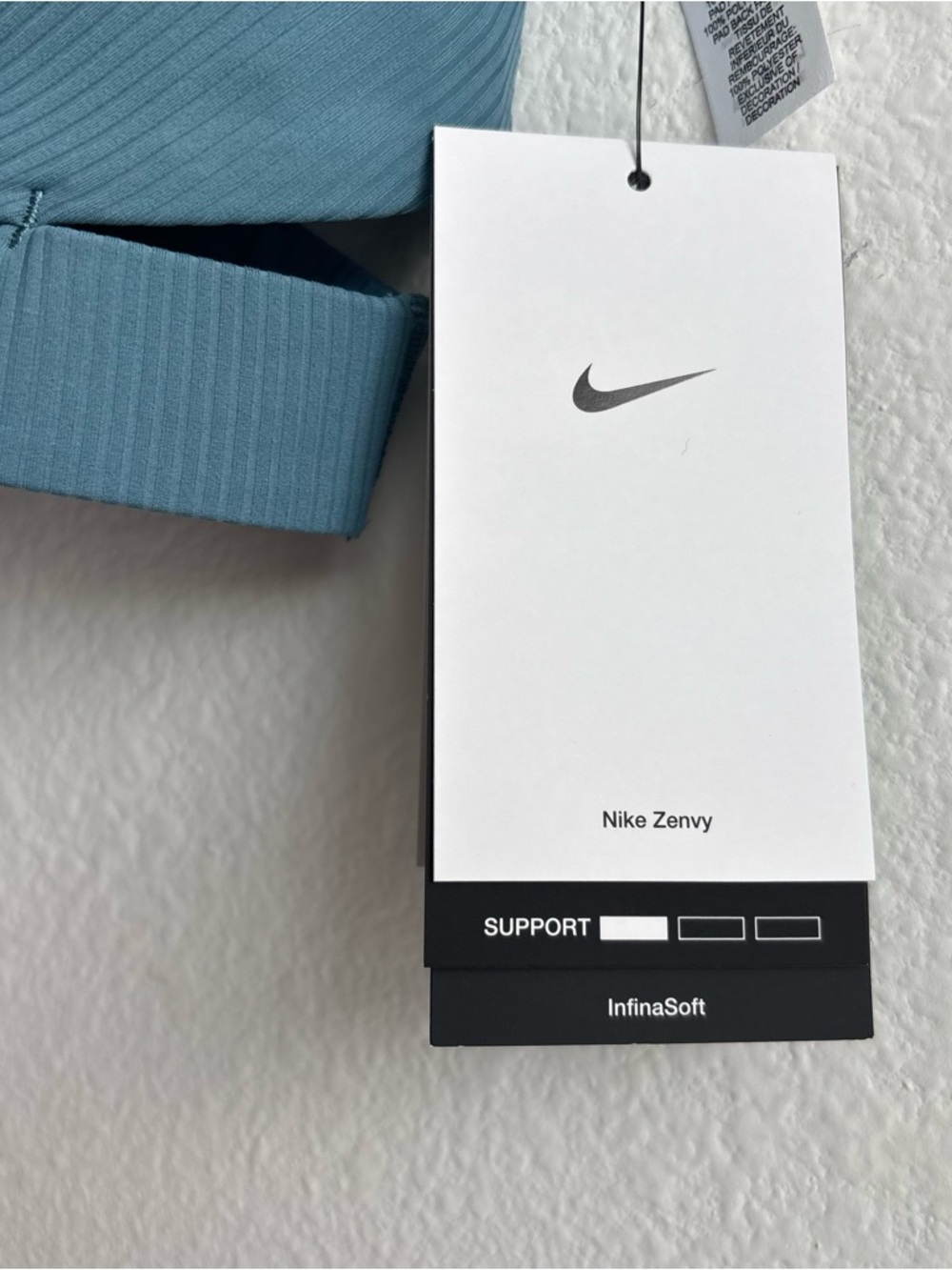 NWT Nike Zenvy in Sky Blue Ribbed V‑Neck Cutout Wireless Racerback Sports Bra Sm - Picture 8 of 12